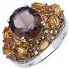 Image 1 : Sterling Silver Smoky Quartz and Citrine Ring