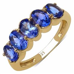 Sterling Silver 5 Stone Tanzanite Ring