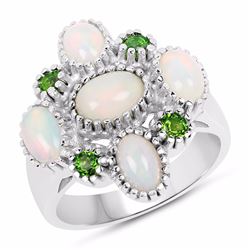 Sterling Silver Ethiopian Opal and Chrome-Diopside Ring