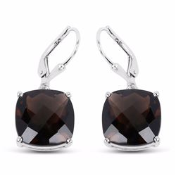 Sterling Silver Checkerboard Smoky Quartz Earrings