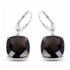 Image 1 : Sterling Silver Checkerboard Smoky Quartz Earrings