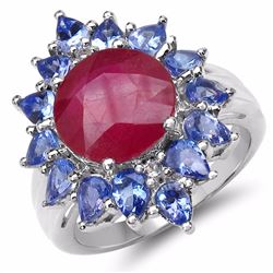 Sterling Silver Ruby and Tanzanite Ring