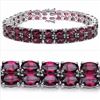 Image 1 : Sterling Silver Double Row Rhodolite Bracelet