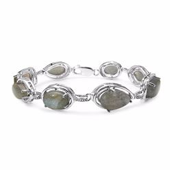 Sterling Silver Laobradite Station Bracelet