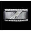 Image 1 : Men's 14KT White Gold 0.93ctw Diamond Wedding Ring