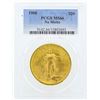 1908 No Motto $20 St. Gaudens Double Eagle Gold Coin PCGS MS66