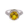 Image 1 : 14KT White Gold 3.86ctw Yellow Sapphire and Diamond Ring
