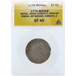 1776 Nepal Shah Dynasty Mohar Coin ANACS EF45