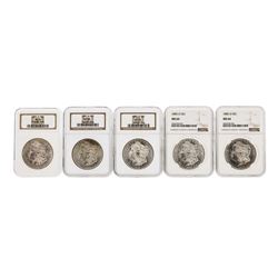 Lot of (5) 1885-O $1 Morgan Silver Dollar Coins NGC MS64