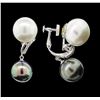 Image 2 : 14KT White Gold Pearl and Diamond Earrings