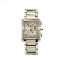 Cartier Tank Francaise Chronograph Quartz 18KT Two Tone Gold Mens Wristwatch