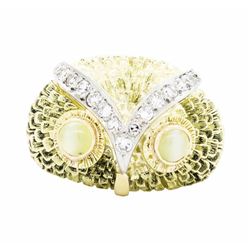 18KT Yellow Gold 0.80ctw Cat's Eye Chrysoberyl and Diamond Ring