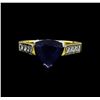 Image 1 : 18KT Two Tone Gold 2.82ct Blue Sapphire and Diamond Ring