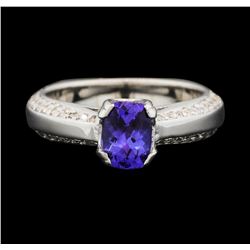 14KT White Gold 0.85ct Tanzanite and Diamond Ring