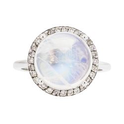 14KT White Gold Lady's 7.32ct Moonstone and Diamond Ring