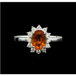 14KT White Gold 1.60ct Mandarin Spessartite and Diamond Ring