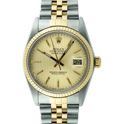 Rolex Mens Two Tone 14KT Yellow Gold Datejust Wristwatch