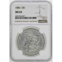 1883 $1 Morgan Silver Dollar Coin NGC MS65