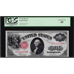 1917 $1 Legal Tender Note PCGS Extremely Fine 45