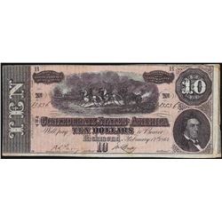 1864 $10 Confederate States of America Note