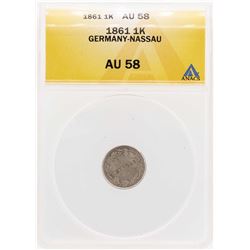 1861 Germany-Nassau Kreuzer Coin ANACS AU58