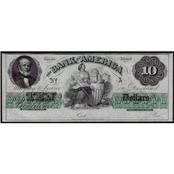 1800's $10 The Bank of America Rhode Island Obsolete Note