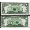 Image 2 : Lot of (2) 1953B $5 Silver Certificate Notes