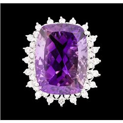 14KT White Gold Ladies 25.72ct Amethyst and Diamond Ring