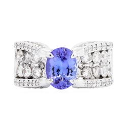 14KT White Gold 1.59ct Tanzanite and Diamond Ring