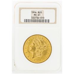 1904 $20 Liberty Head Double Eagle Gold Coin NGC MS61