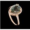 Image 4 : 14KT Rose Gold 4.60ct Green Tourmaline and Diamond Ring