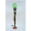 Image 1 : Art-Deco Lamp of Nude with green art glass globe. Vintage