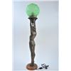Image 6 : Art-Deco Lamp of Nude with green art glass globe. Vintage