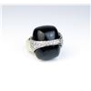 Image 8 : Incredible Italian design ring featuring a fine black Jade and
