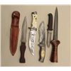 Image 2 : Lot of Damascus bladed hunting knives, 5 total. Modern and