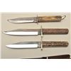 Image 3 : Lot of 4 stag handled belt knives circa late 19th