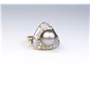 Image 2 : Elegant ring featuring a round Black Tahitian  South Sea Pearl and fine set with 40 round  diamonds 
