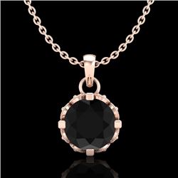 0.85 CTW Fancy Black Diamond Solitaire Art Deco Stud Necklace 18K Rose Gold - REF-81M8F - 37367