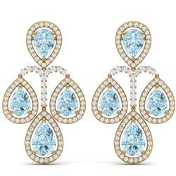 30.54 CTW Royalty Sky Topaz & VS Diamond Earrings 18K Yellow Gold - REF-409T3X - 39371