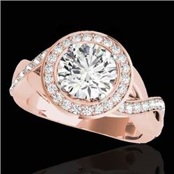1.75 CTW H-SI/I Certified Diamond Solitaire Halo Ring 10K Rose Gold - REF-197W8H - 33268