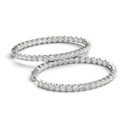 7 CTW Diamond VS/SI Certified 20 Mm Hoop Earrings 14K White Gold - REF-824K8R - 29110