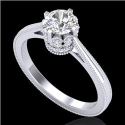 0.81 CTW VS/SI Diamond Art Deco Ring 18K White Gold - REF-135M8F - 36824