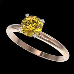 1.01 CTW Certified Intense Yellow SI Diamond Solitaire Engagement Ring 10K Rose Gold - REF-136T4X - 
