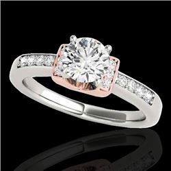 1.11 CTW H-SI/I Certified Diamond Solitaire Ring Two Tone 10K White & Rose Gold - REF-156X4T - 34829