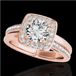 1.33 CTW H-SI/I Certified Diamond Solitaire Halo Ring 10K Rose Gold - REF-176K4R - 34151