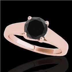 1.5 CTW Certified Vs Black Diamond Solitaire Ring 10K Rose Gold - REF-59W6H - 35538