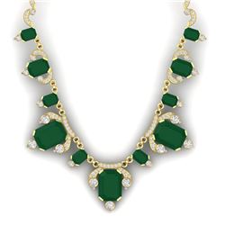 75.21 CTW Royalty Emerald & VS Diamond Necklace 18K Yellow Gold - REF-1363M6F - 38747