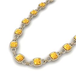 66 CTW Citrine & VS/SI Diamond Certified Necklace 14K Yellow Gold - REF-794K5R - 23040