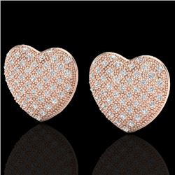 1.50 Designer CTW Micro Pave VS/SI Diamond Heart Earrings 14K Rose Gold - REF-110Y4N - 20176