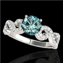 1.4 CTW SI Certified Fancy Blue Diamond Solitaire Ring 10K White Gold - REF-162R4K - 35246